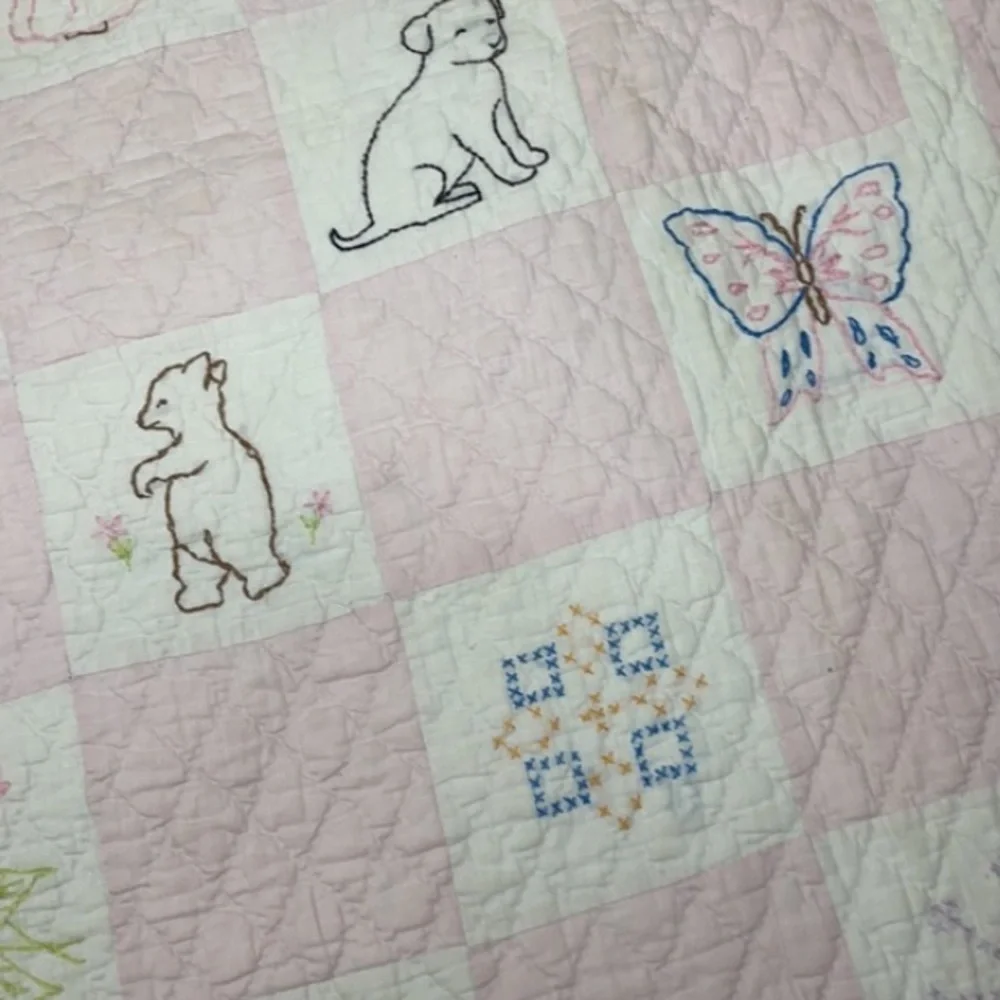 Vintage Quilt Patchwork Handcrafted Primitive Farmhouse Antique Baby Rare OOAK